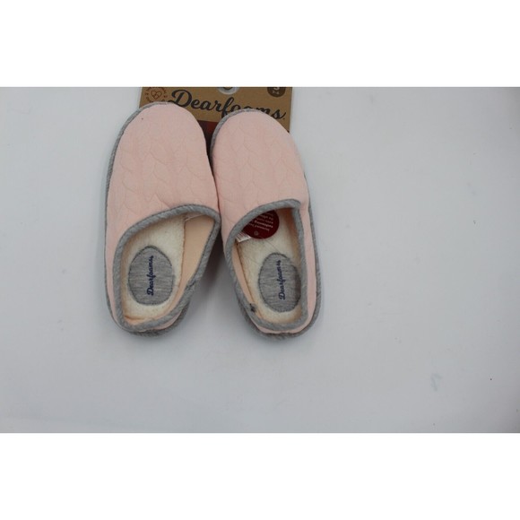 Dearfoam Womens FreshPink Quilt Memory Slippers Slides S(5-6) - Picture 2 of 4